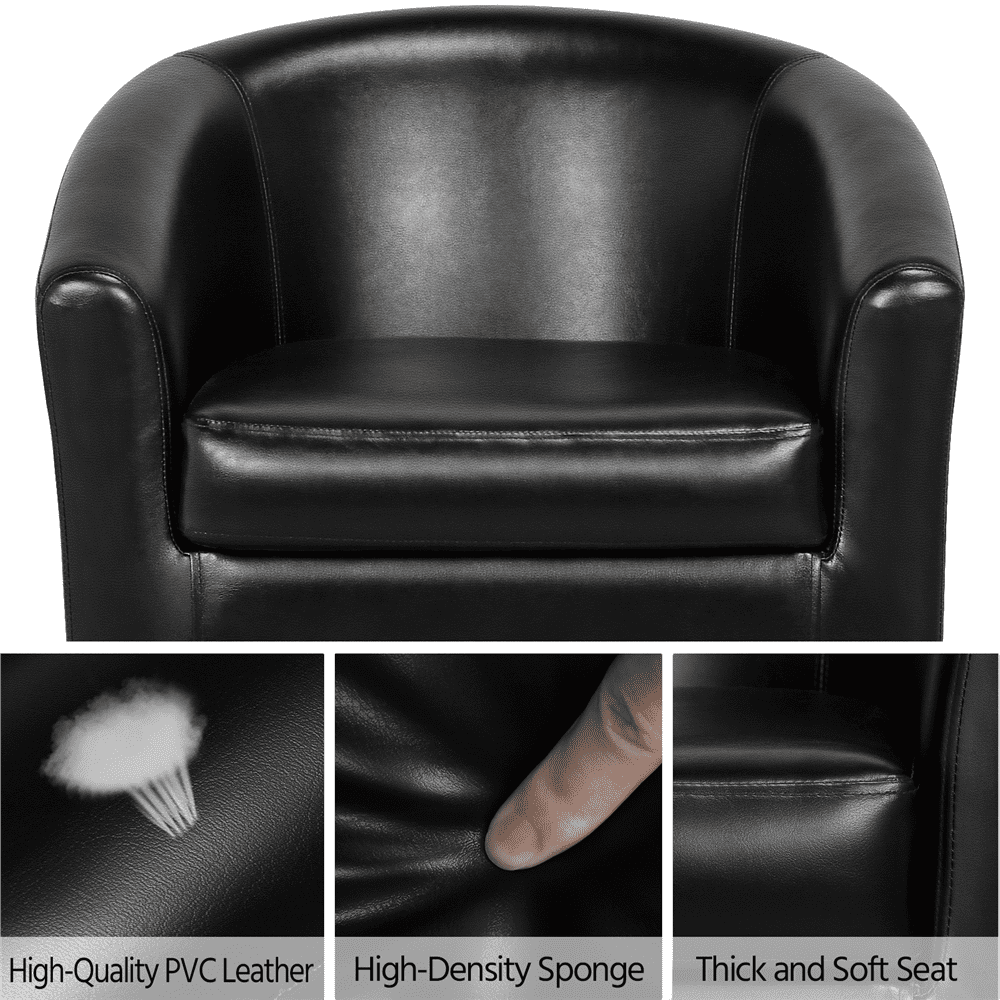 2pcs Faux Leather Accent Chair for Living Room, Black