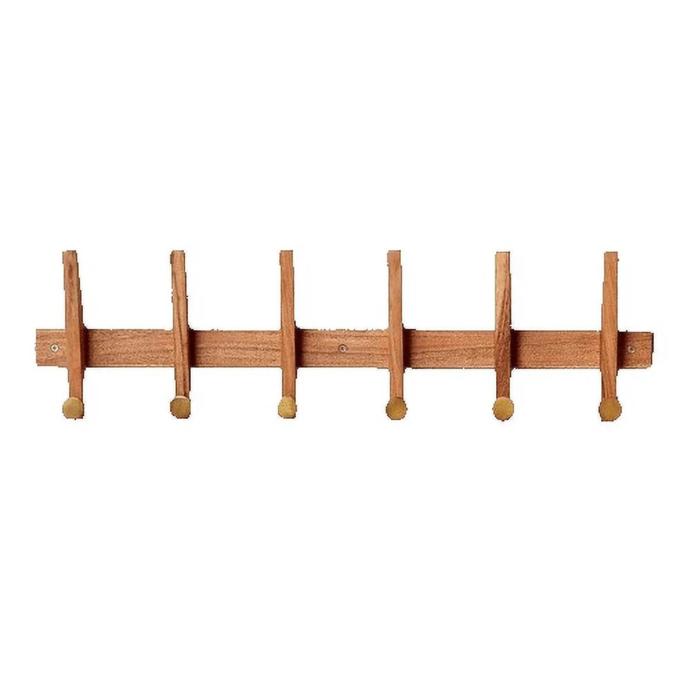 Wood & Brass Hook Rail