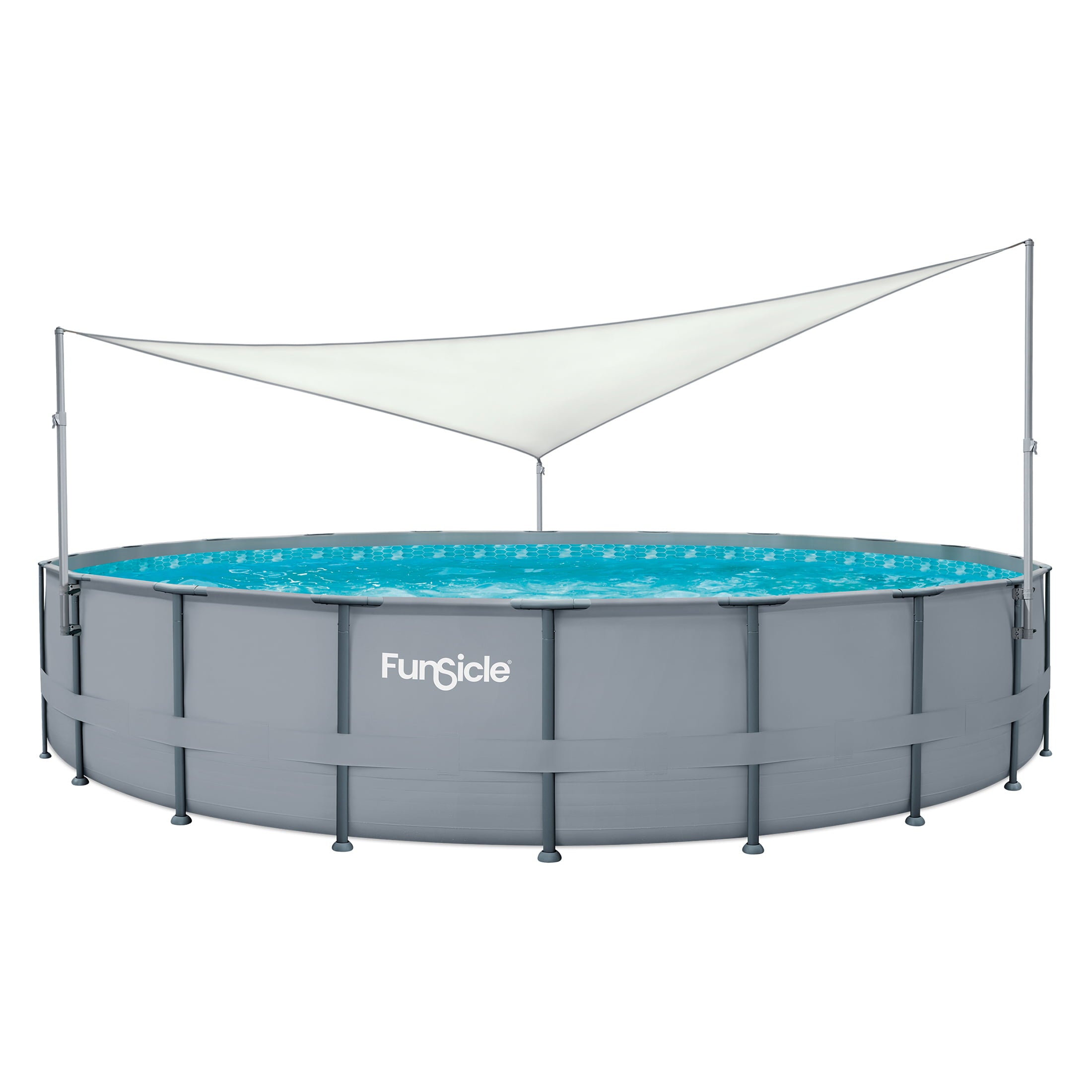 Above Ground Swimming Pool Canopy, White, Triangular