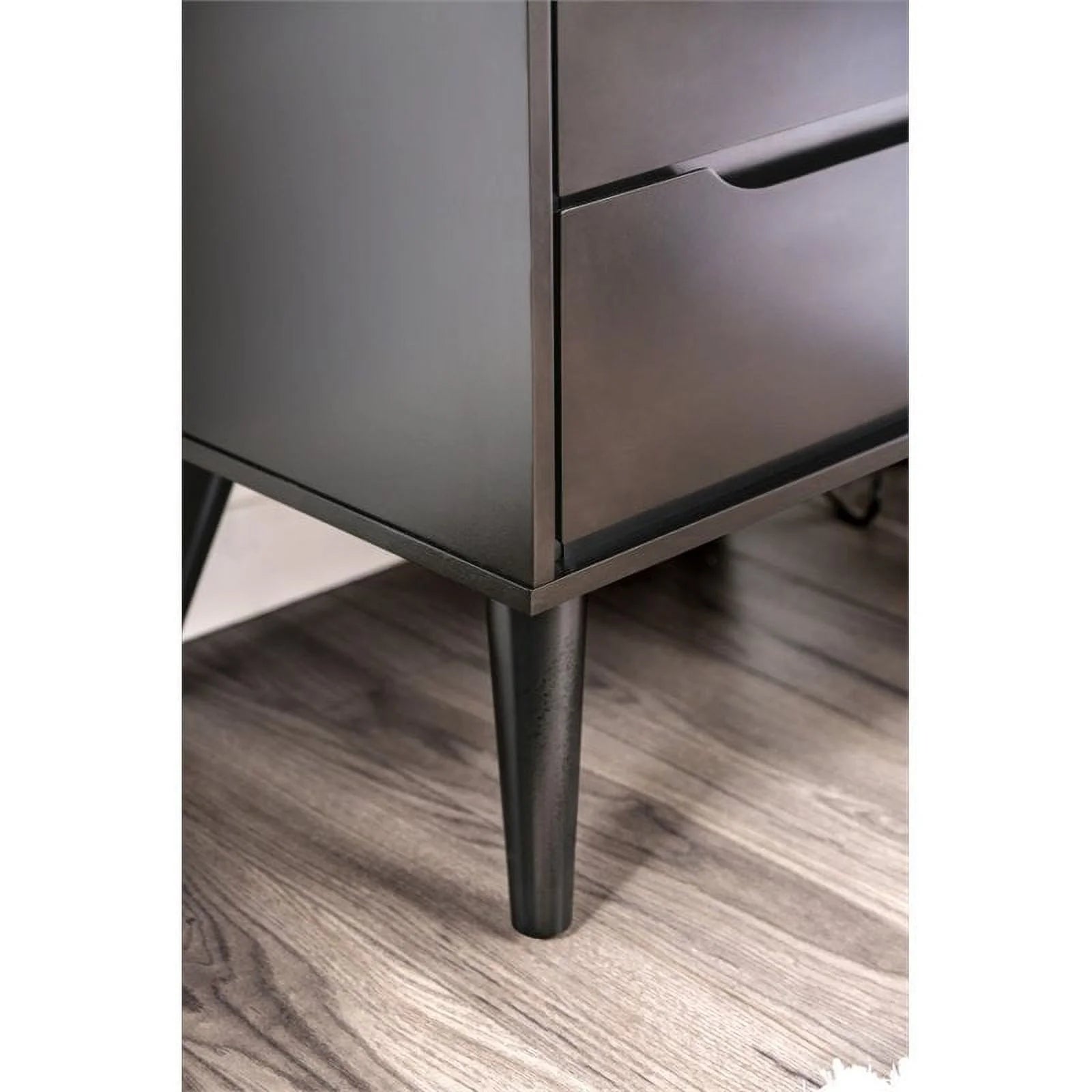 Belkor Mid-Century Modern Wood 2-Drawer Nightstand in Black