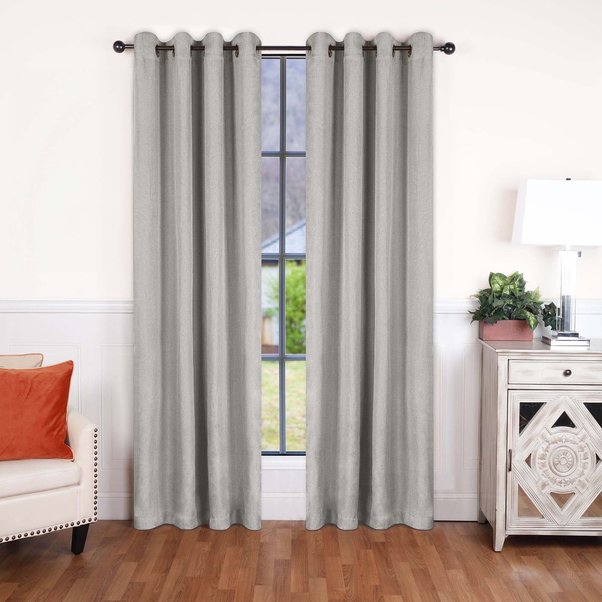 Linen Blackout Curtains, Grommet Header Marshmellow, Set of 2
