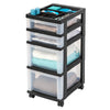 4-Drawer Storage Cart with Organizer Top, Black