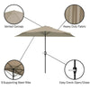 Steel Outdoor Half Round Patio Market Umbrella with Easy Crank Lift in Sand