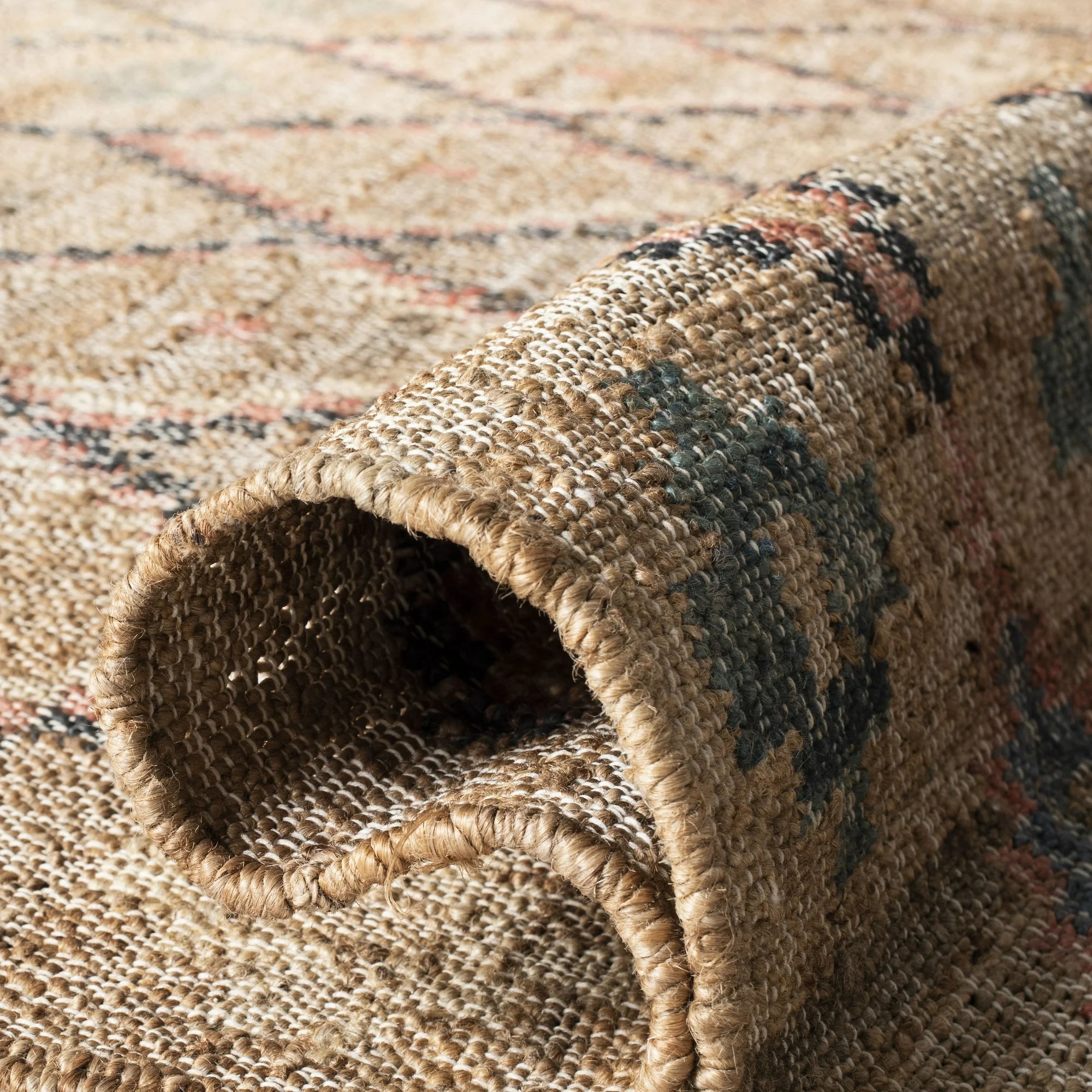 Kilim Mendoza Geometric Runner Rug, Natural/Blue, 2'3" x 13'