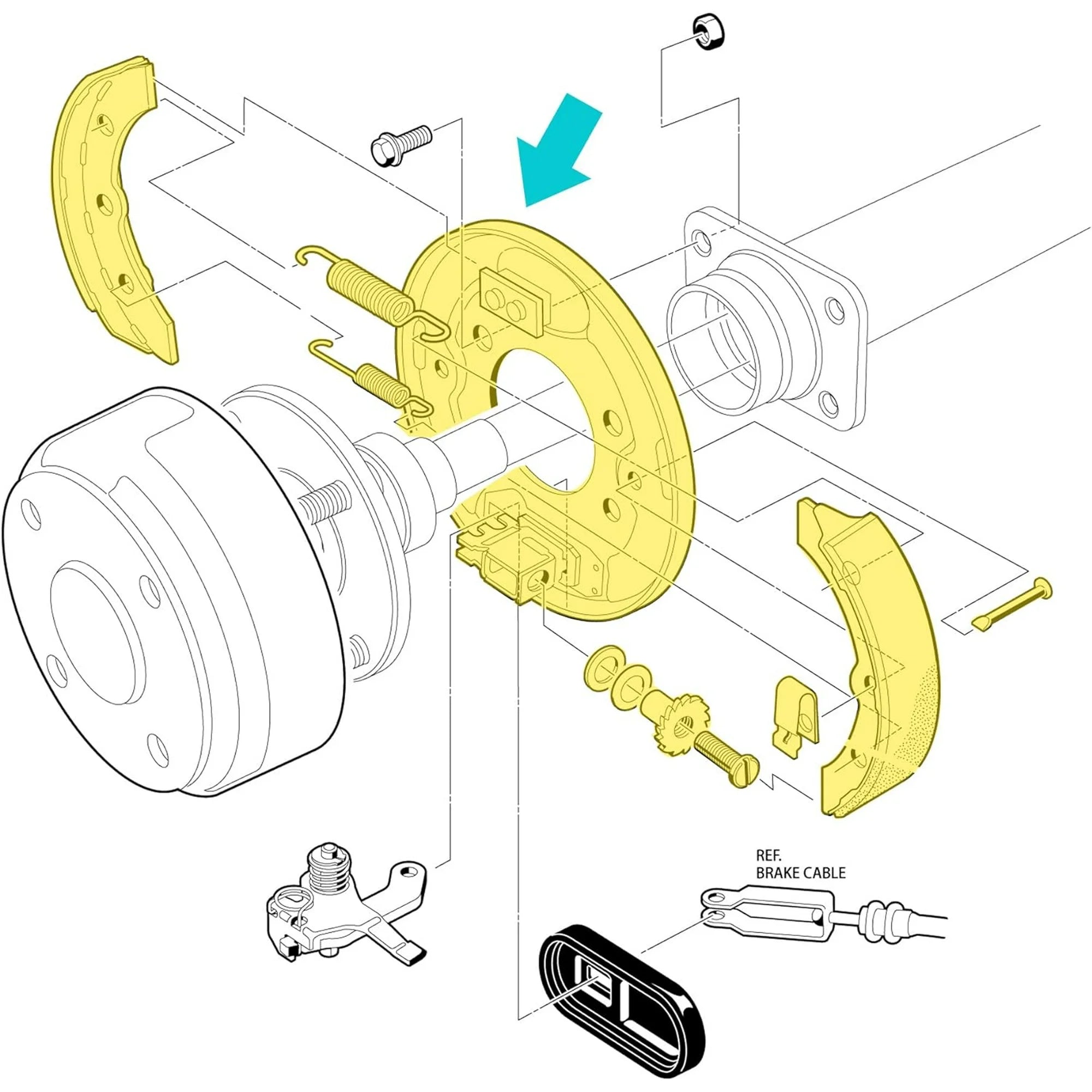 Golf Cart Brake Assembly for Club Car DS Precedent 1995-up with Brake shoes