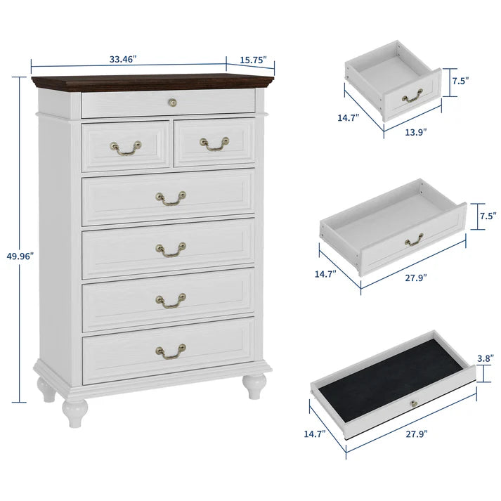7 Drawer Wooden White Dresser, final cut