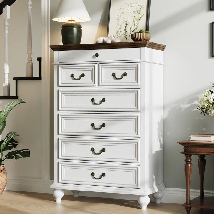 7 Drawer Wooden White Dresser, final cut