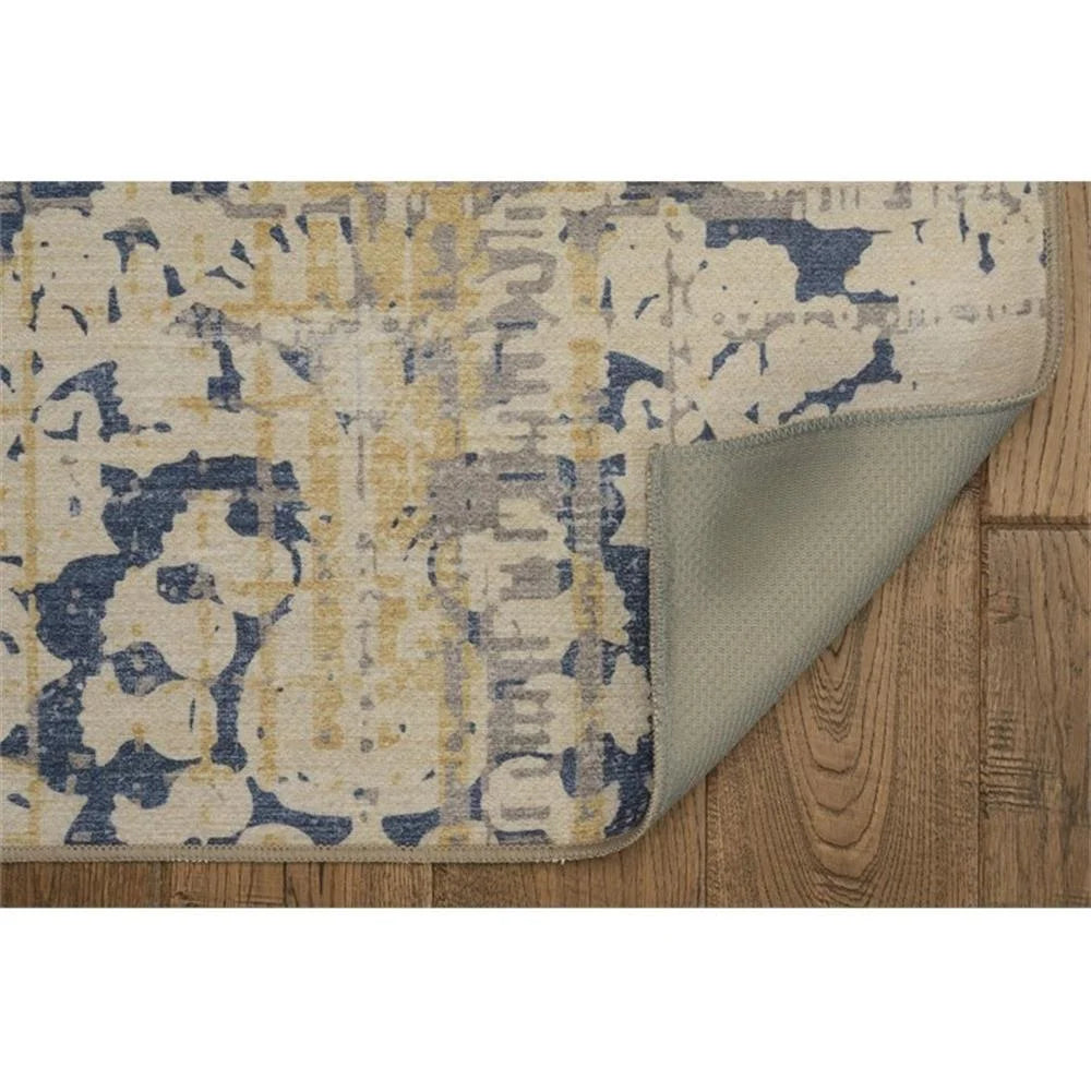 Indoor Outdoor Machine Washable Anthia Area 5'x7' Rug in Navy and Sand