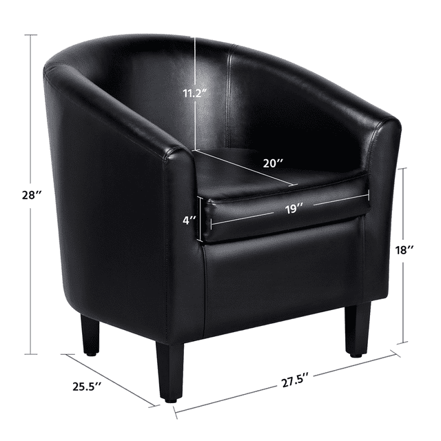 2pcs Faux Leather Accent Chair for Living Room, Black