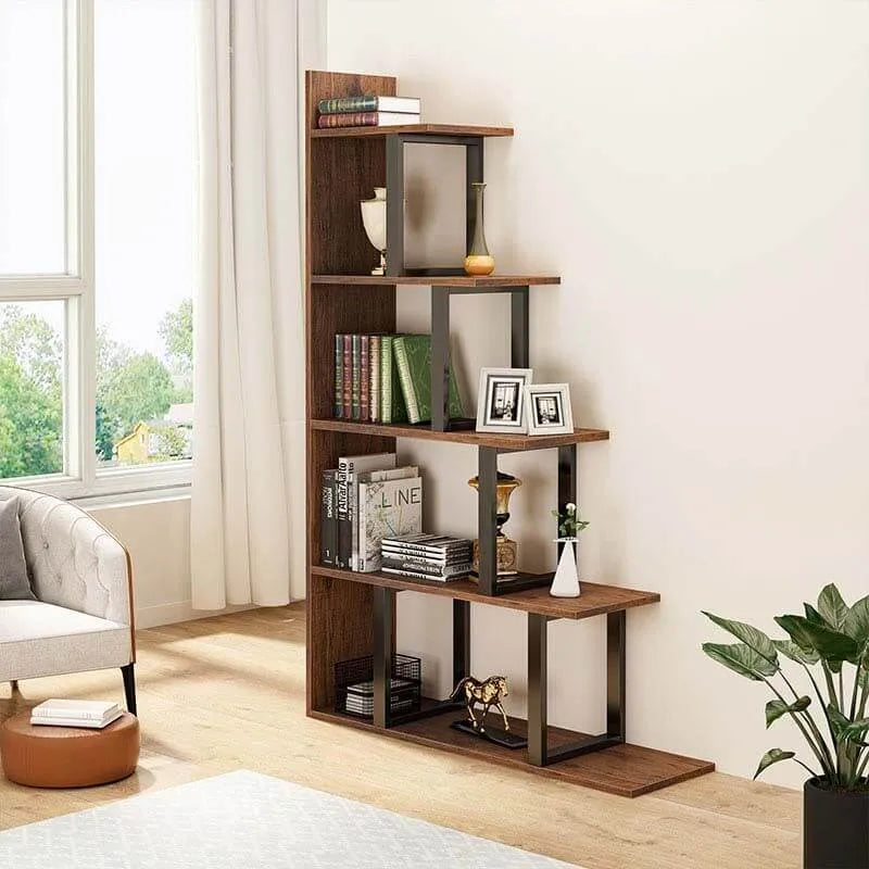 5-Tier L-Shape Freestanding Ladder Corner Bookcase