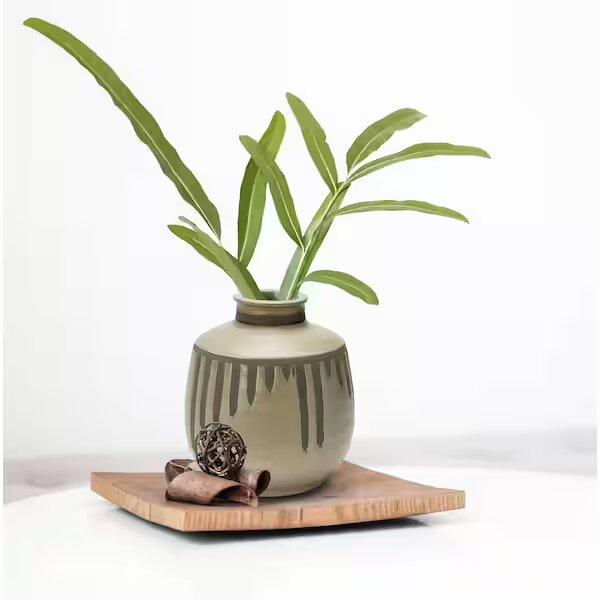 2-Tone Reactive Glaze Round Terracotta Vase in Grey