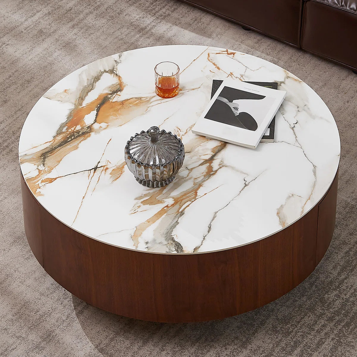 35.4" Modern Faux Marble Coffee Table SHOWROOM ITEM