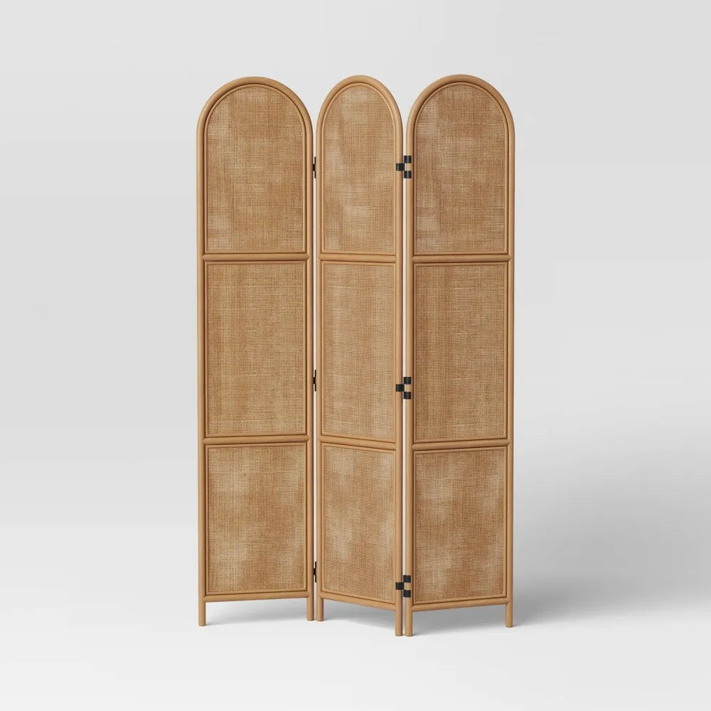 Corrie Rattan Room Divider Light Brown - Privacy Screen
