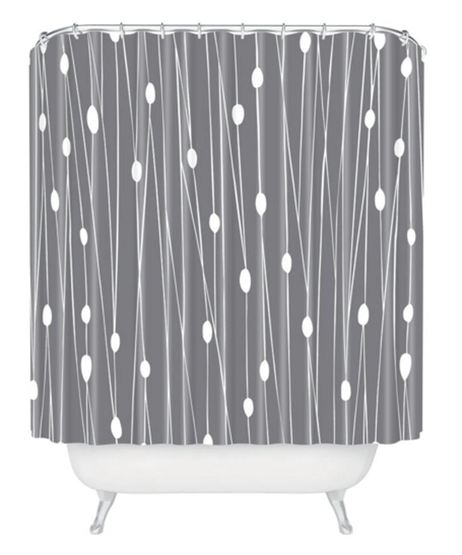 Modern Geometric Shower Curtain Entangled Grey Design