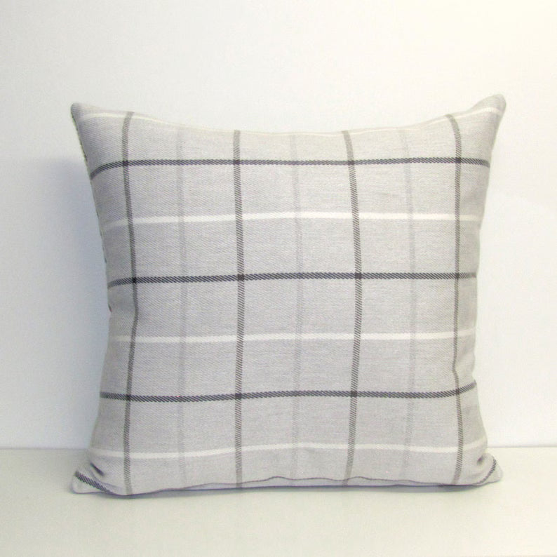 Carrick Grey Checkered Throw Pillow - Set of 2 - SHOWROOM ITEM