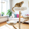Flower Wooden Cat Tree with 2 Basket And Cozy Cushion on Top