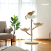 Flower Wooden Cat Tree with 2 Basket And Cozy Cushion on Top