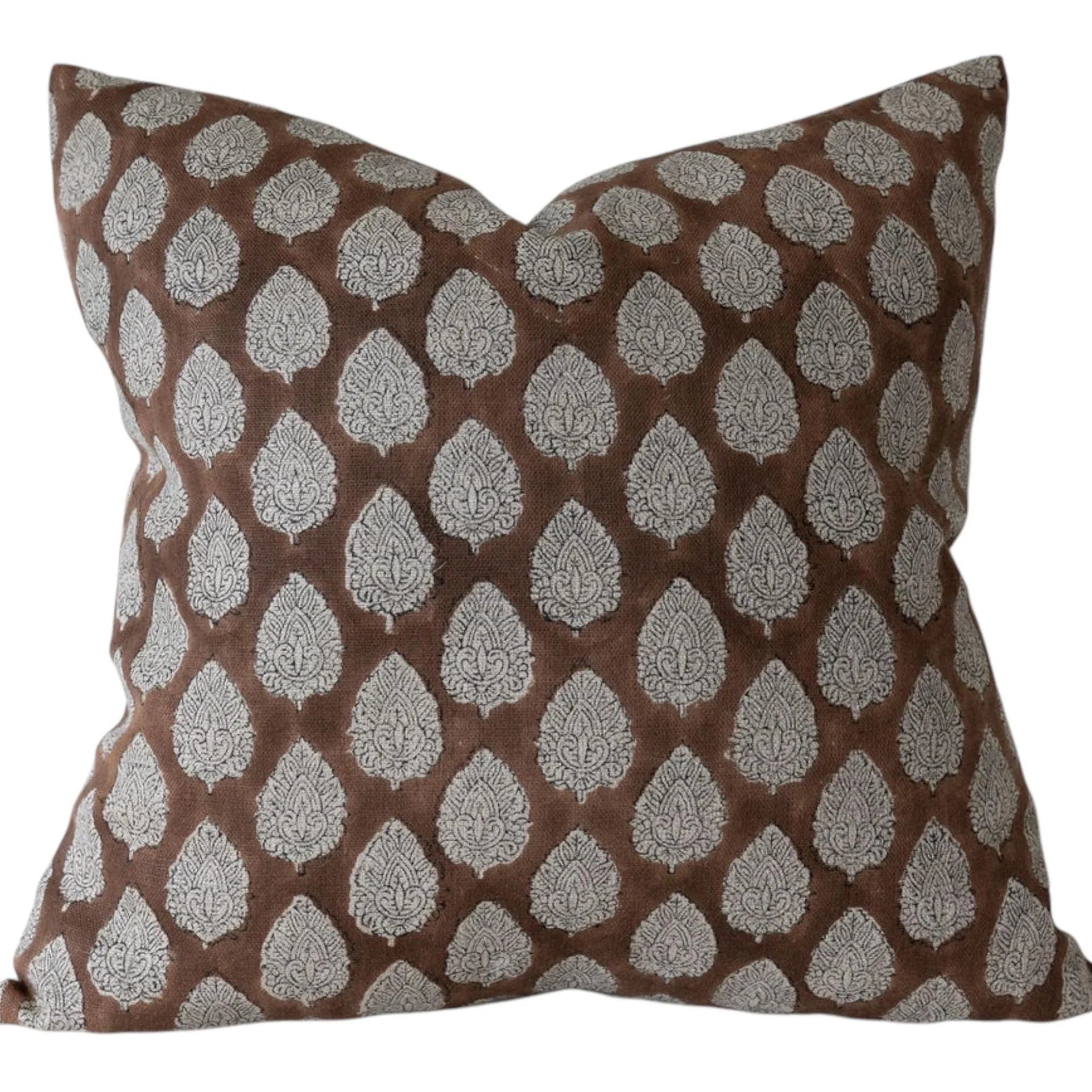 Designer "Boulder" Block Print Floral Pillow Cover