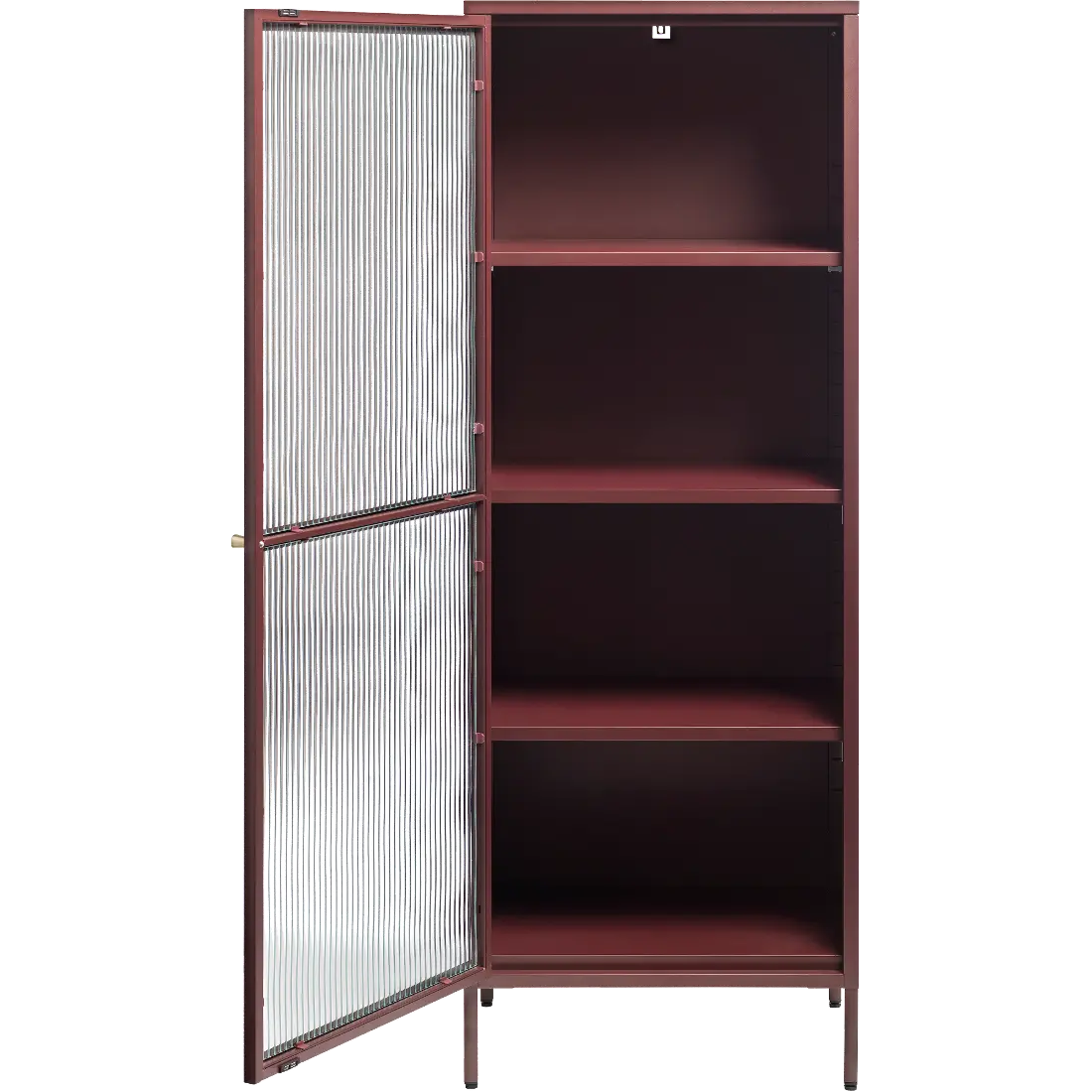 Bronco Red Metal & Glass Tall Display Cabinet