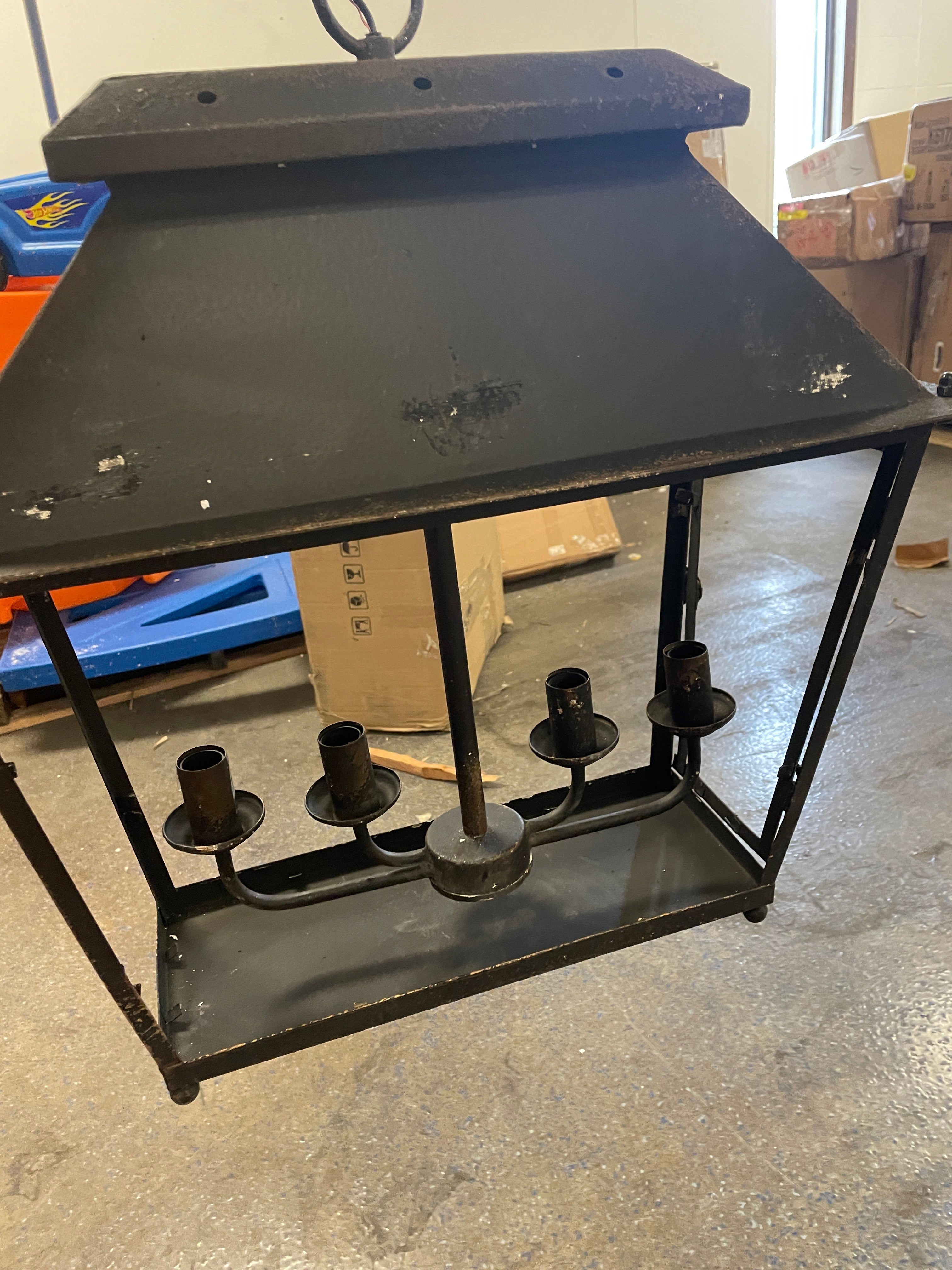 Abingdon 4 Light Antique Black Iron Pendant Ceiling Light