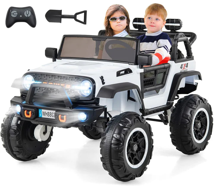 24V Ride on Car, 2 Seater Kids' Electric Vehicle Jeep with Remote Control, LED Light, Music, 2WD/4WD Switchable