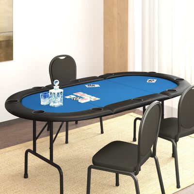 10-Player Folding Poker Table Blue
