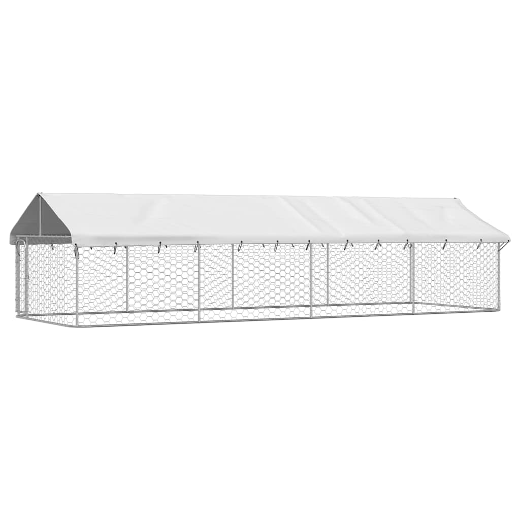 Dog Kennel Silver Galvanized steel, polyethylene Large Durable