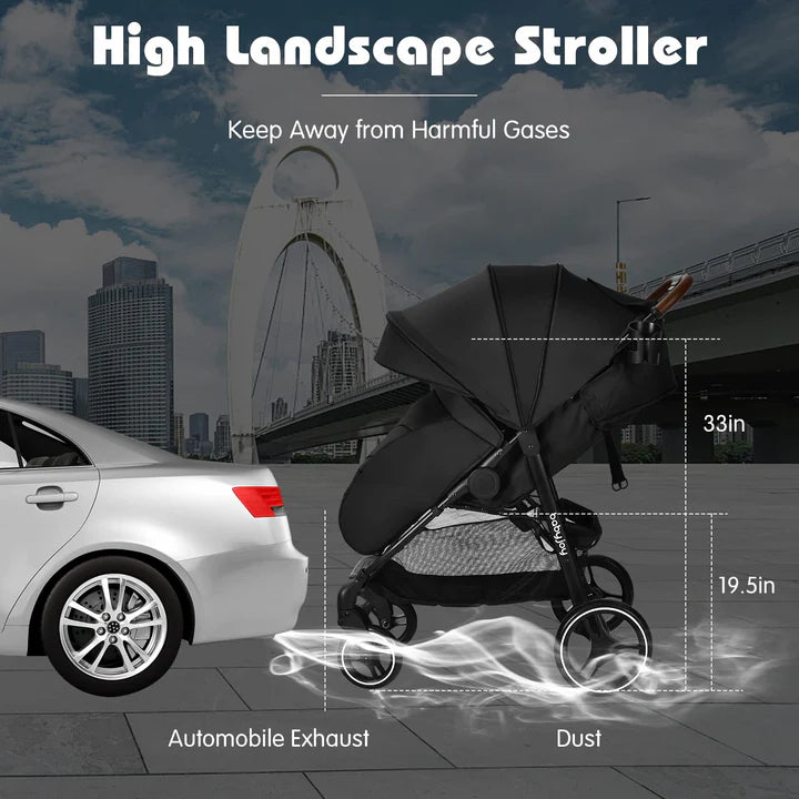 Baby Stroller, High Landscape Infant Carriage Newborn Pushchair with Foot Cover