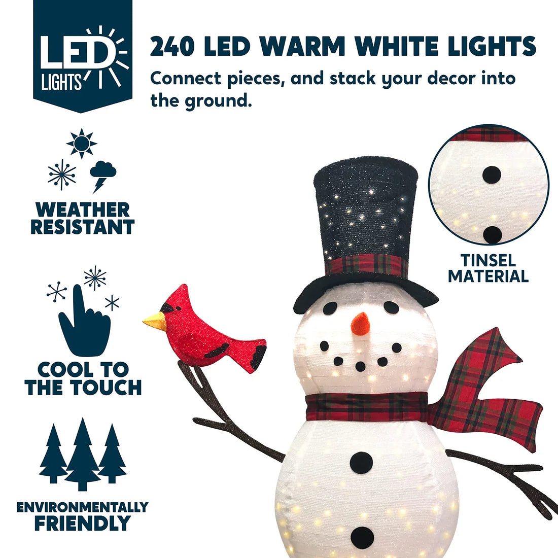 Collapsible Snowman LED Yard Light