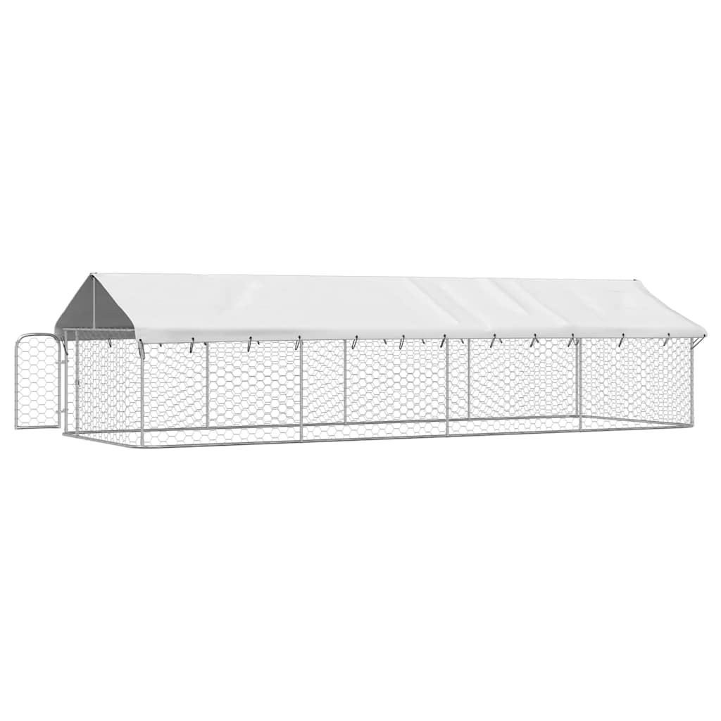 Dog Kennel Silver Galvanized steel, polyethylene Large Durable