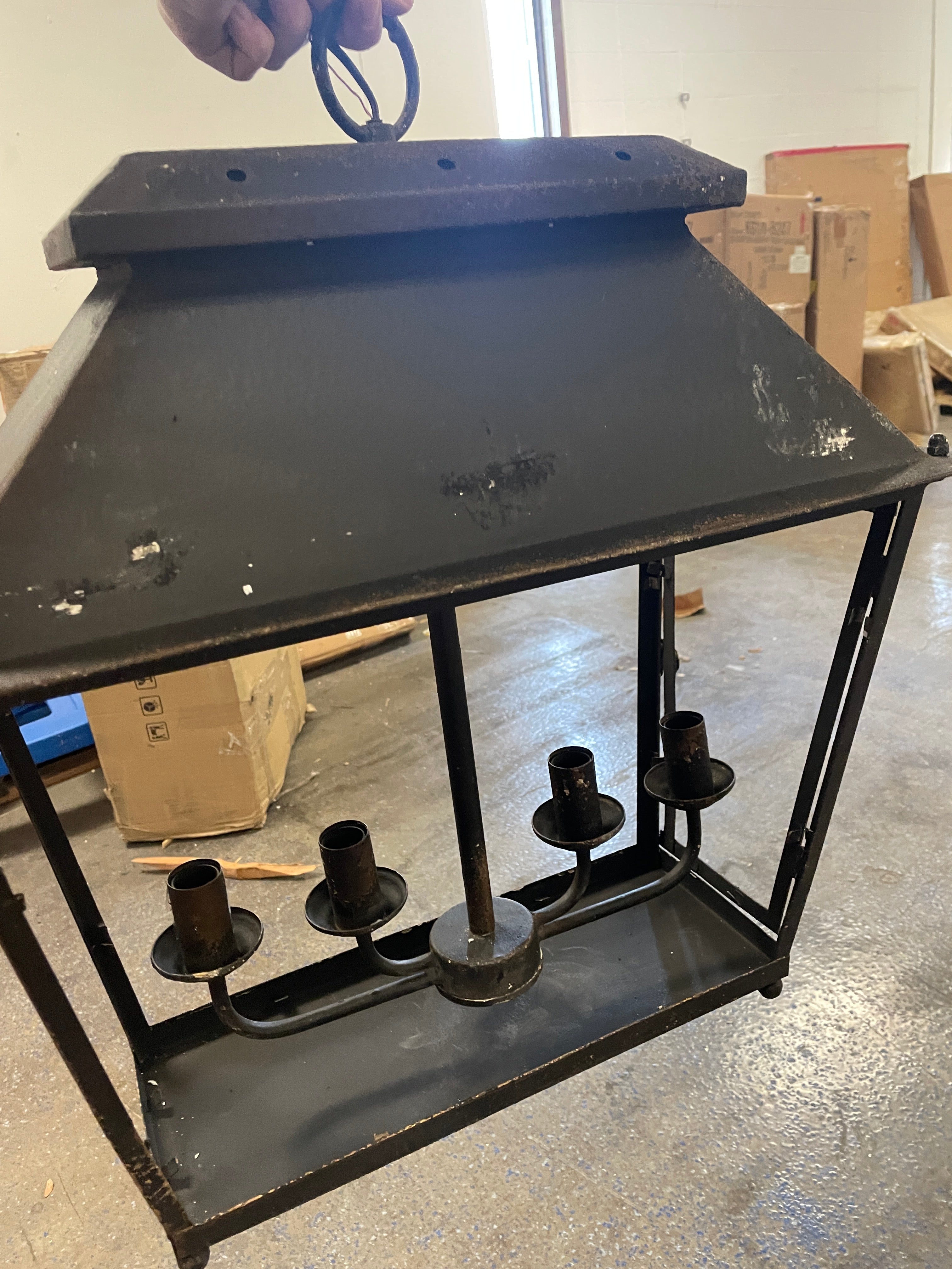 Abingdon 4 Light Antique Black Iron Pendant Ceiling Light