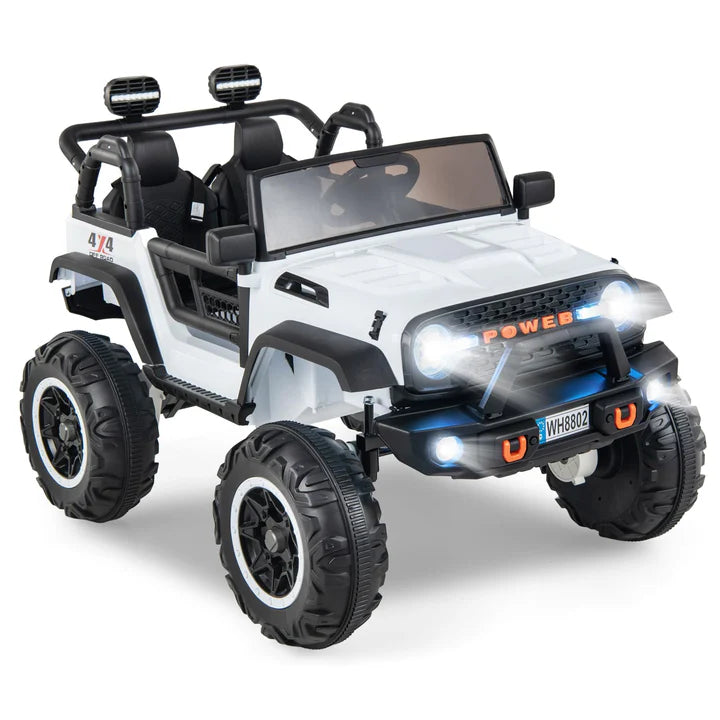 24V Ride on Car, 2 Seater Kids' Electric Vehicle Jeep with Remote Control, LED Light, Music, 2WD/4WD Switchable