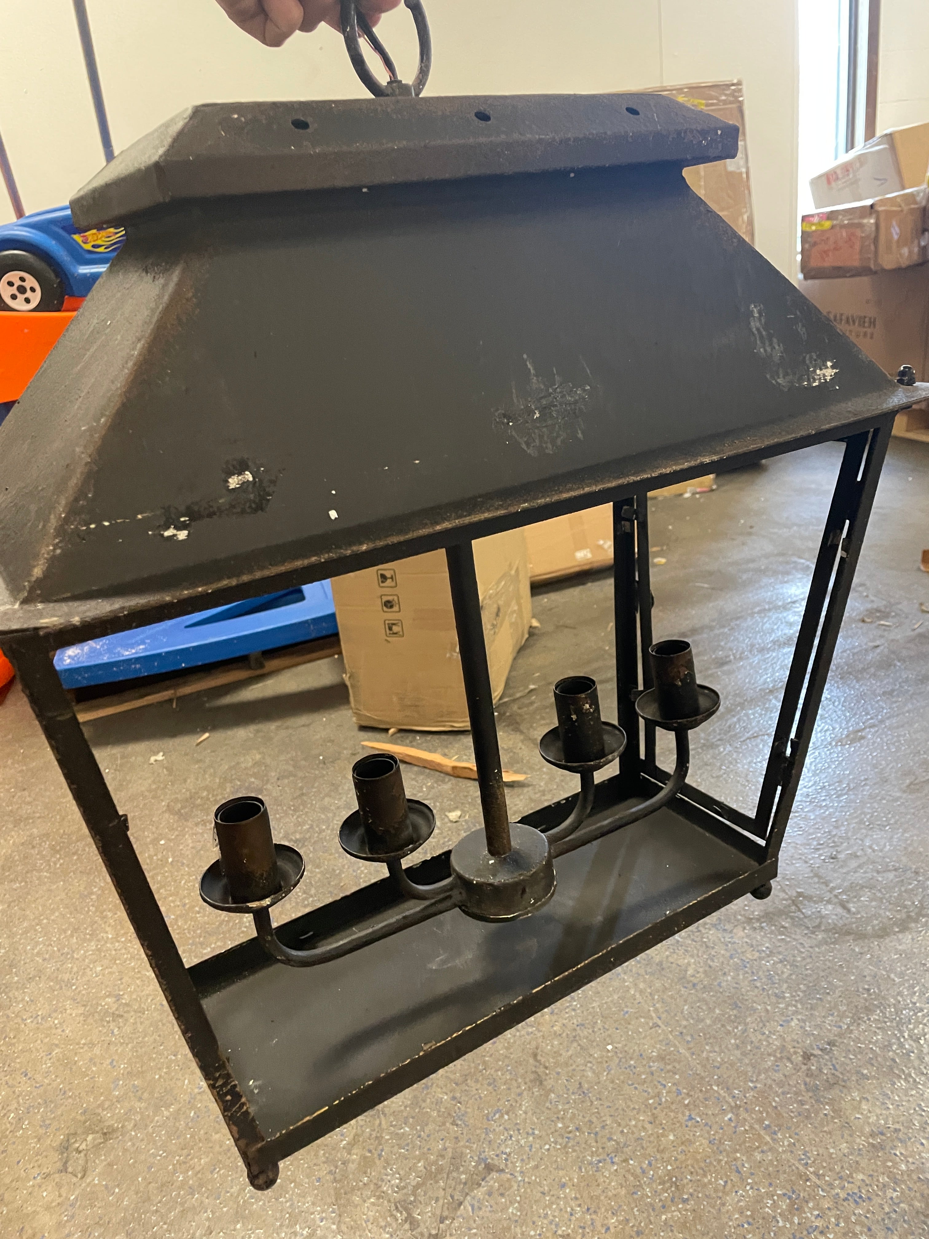 Abingdon 4 Light Antique Black Iron Pendant Ceiling Light