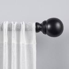 Sphere Single Curtain Rod Kit in Matte Black with Finial