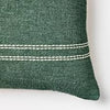 Green w/ Cream Embroidery Square Throw Pillow