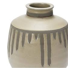 2-Tone Reactive Glaze Round Terracotta Vase in Grey