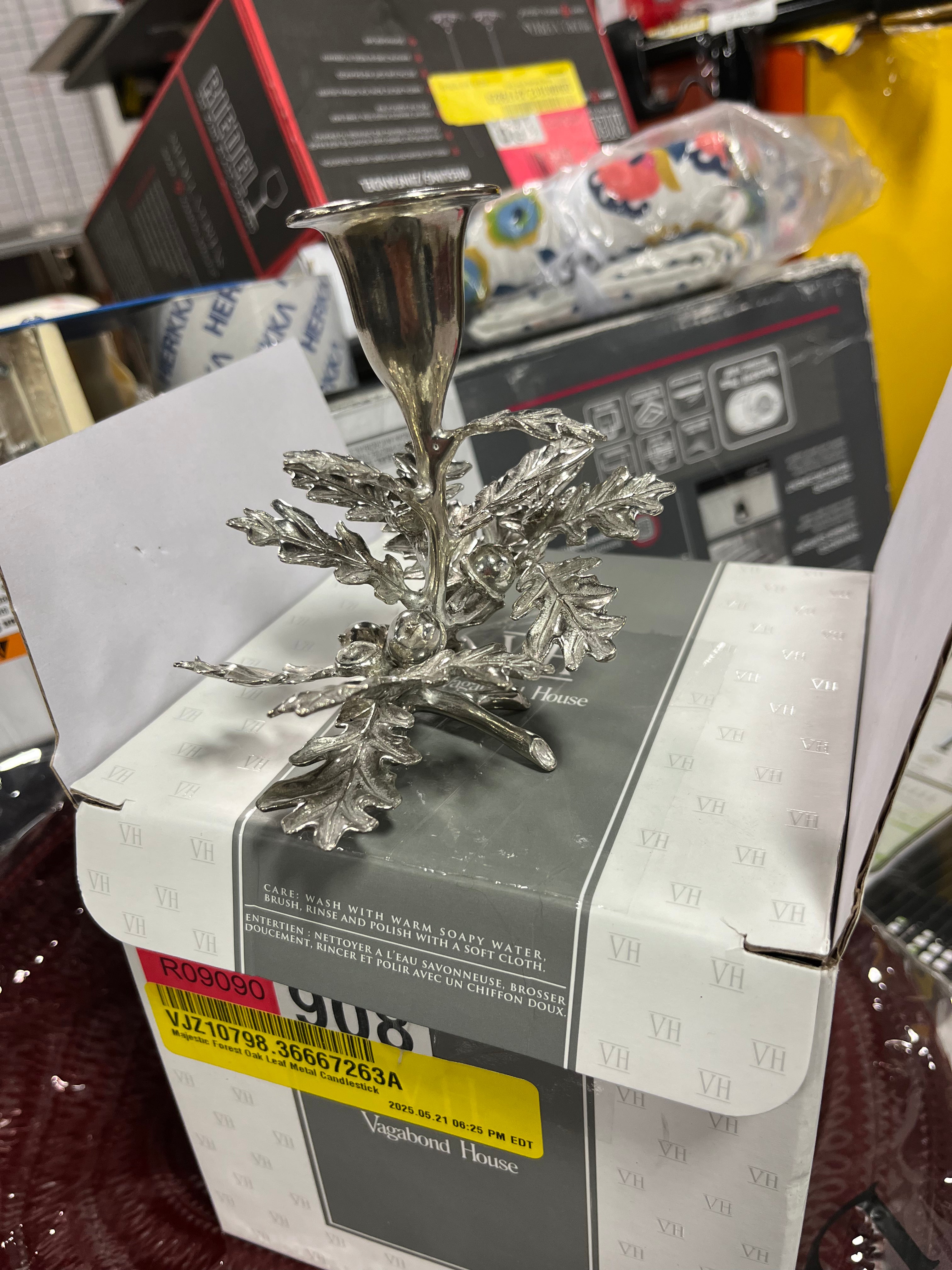 Majestic Forest Pewter Tabletop Candlestick