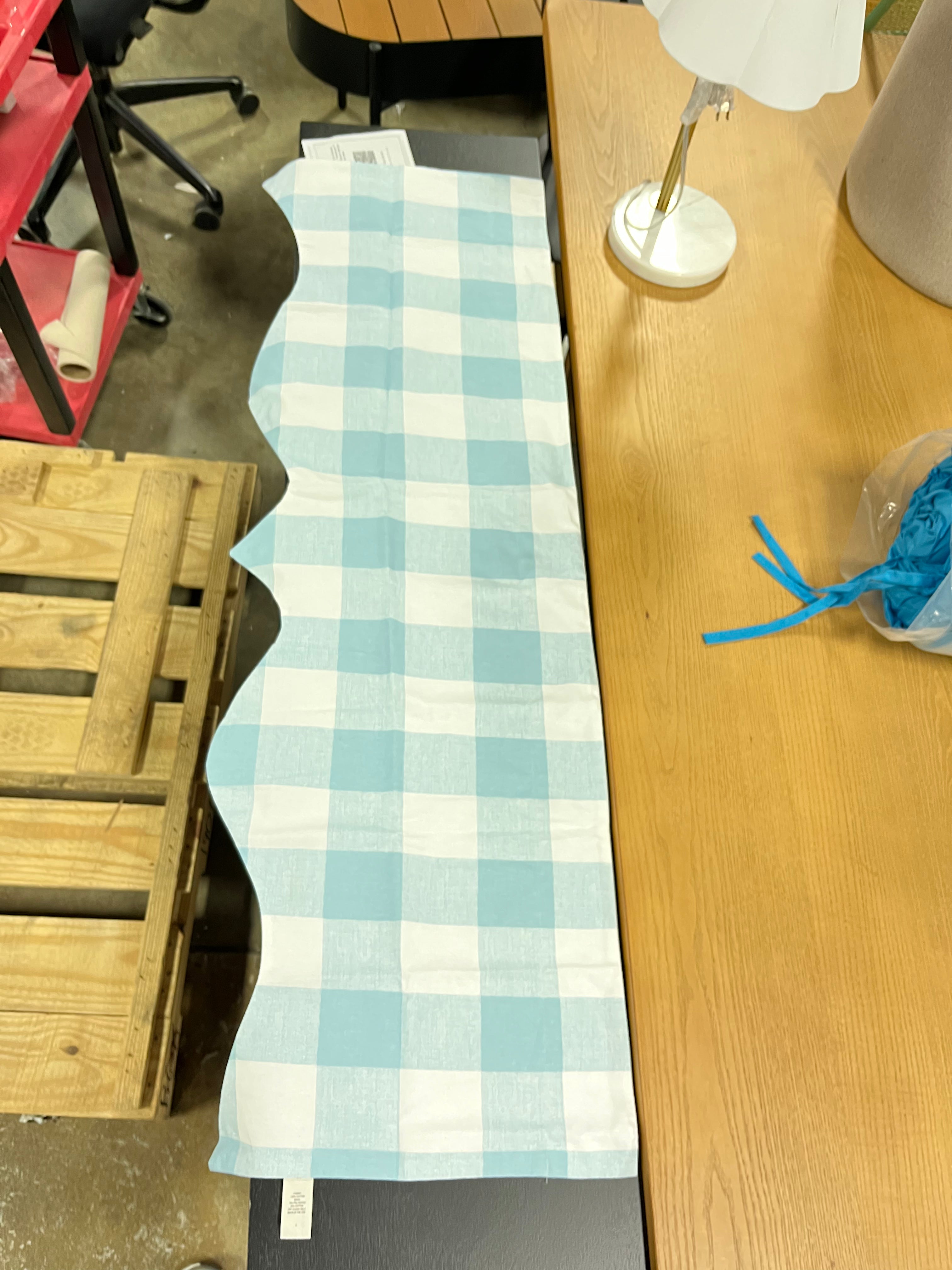 Haleyville Checkered Cotton Blend Scalloped Window Valance