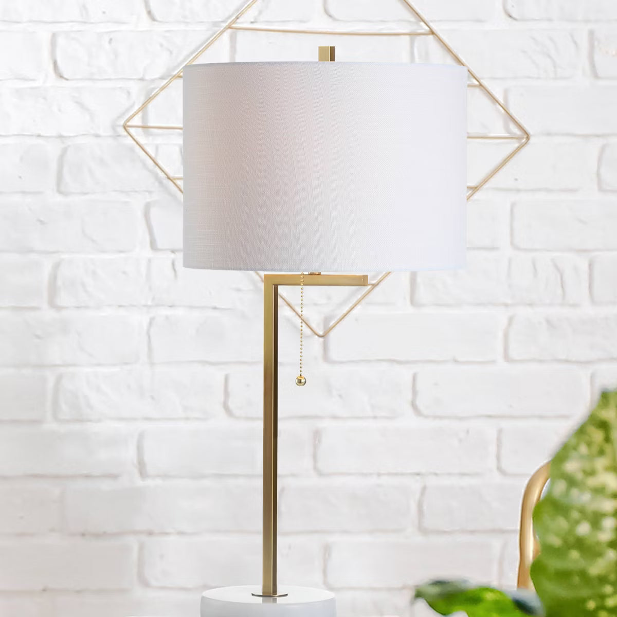 24.5" Metal/Marble Alyssa Table Lamp with Pull Chain SHOWROOM ITEM