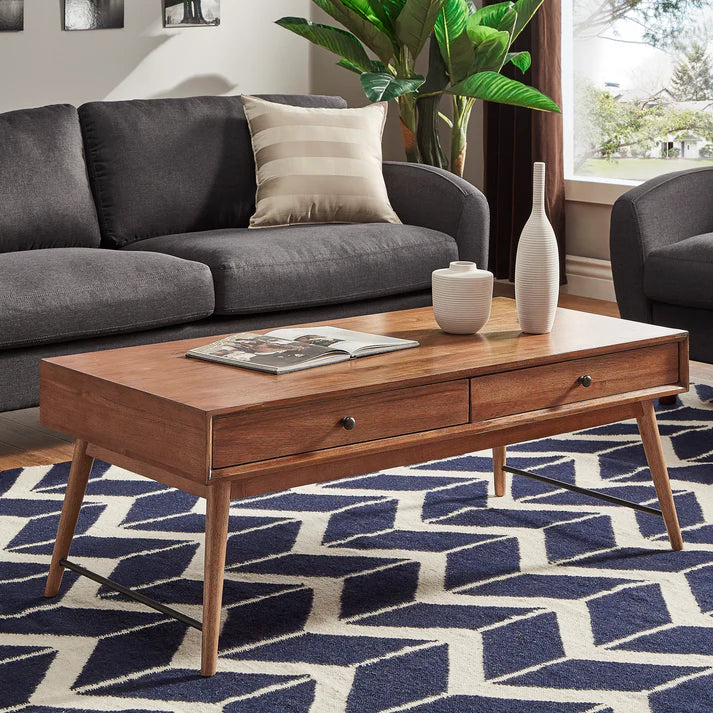 Wood 2-Drawer Coffee Table - Brown