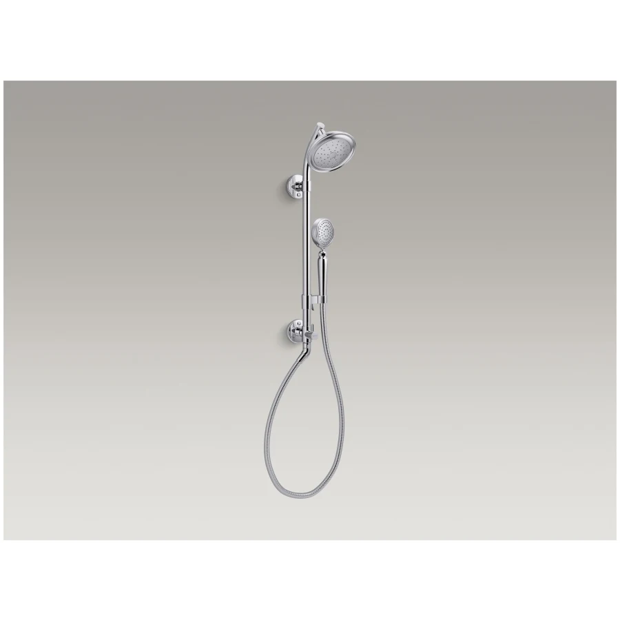 HydroRail-S Single Function Shower Head with MasterClean Technology - Included Handshower, Slide Bar, and Hose