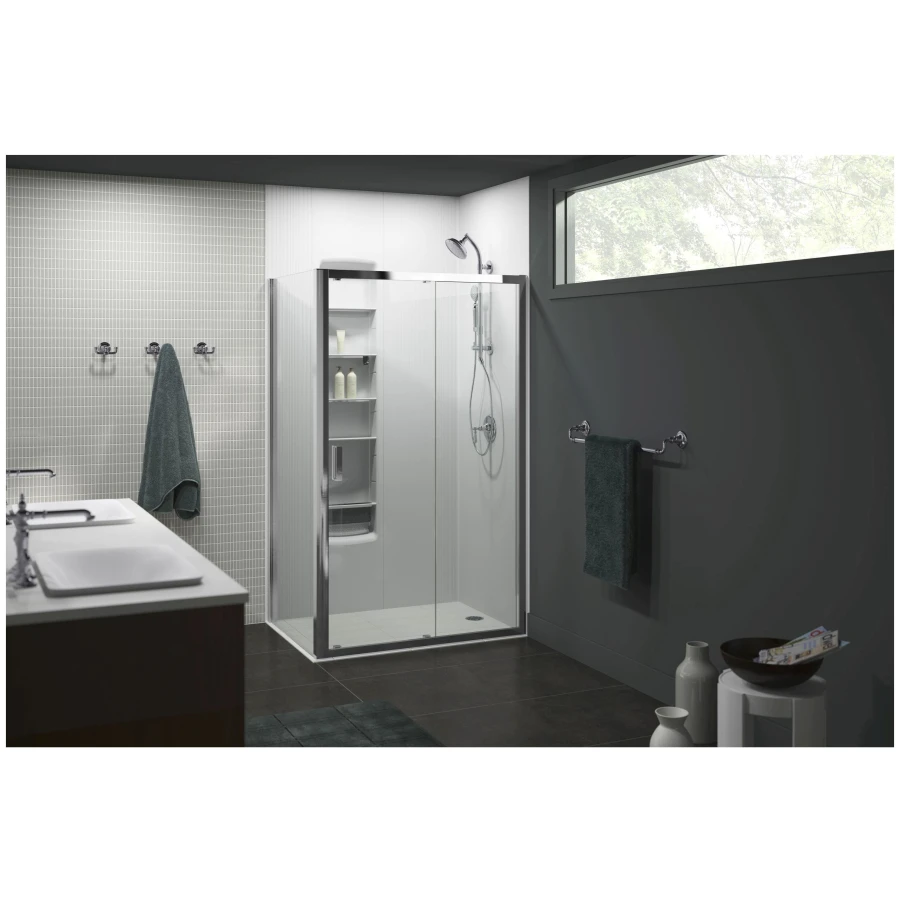 HydroRail-S Single Function Shower Head with MasterClean Technology - Included Handshower, Slide Bar, and Hose