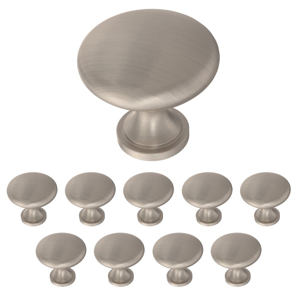 Aluminum Mushroom Knob (30 Pack) in Satin Nickel