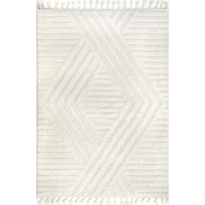 Risette Geometric Shag Tassel Area Rug