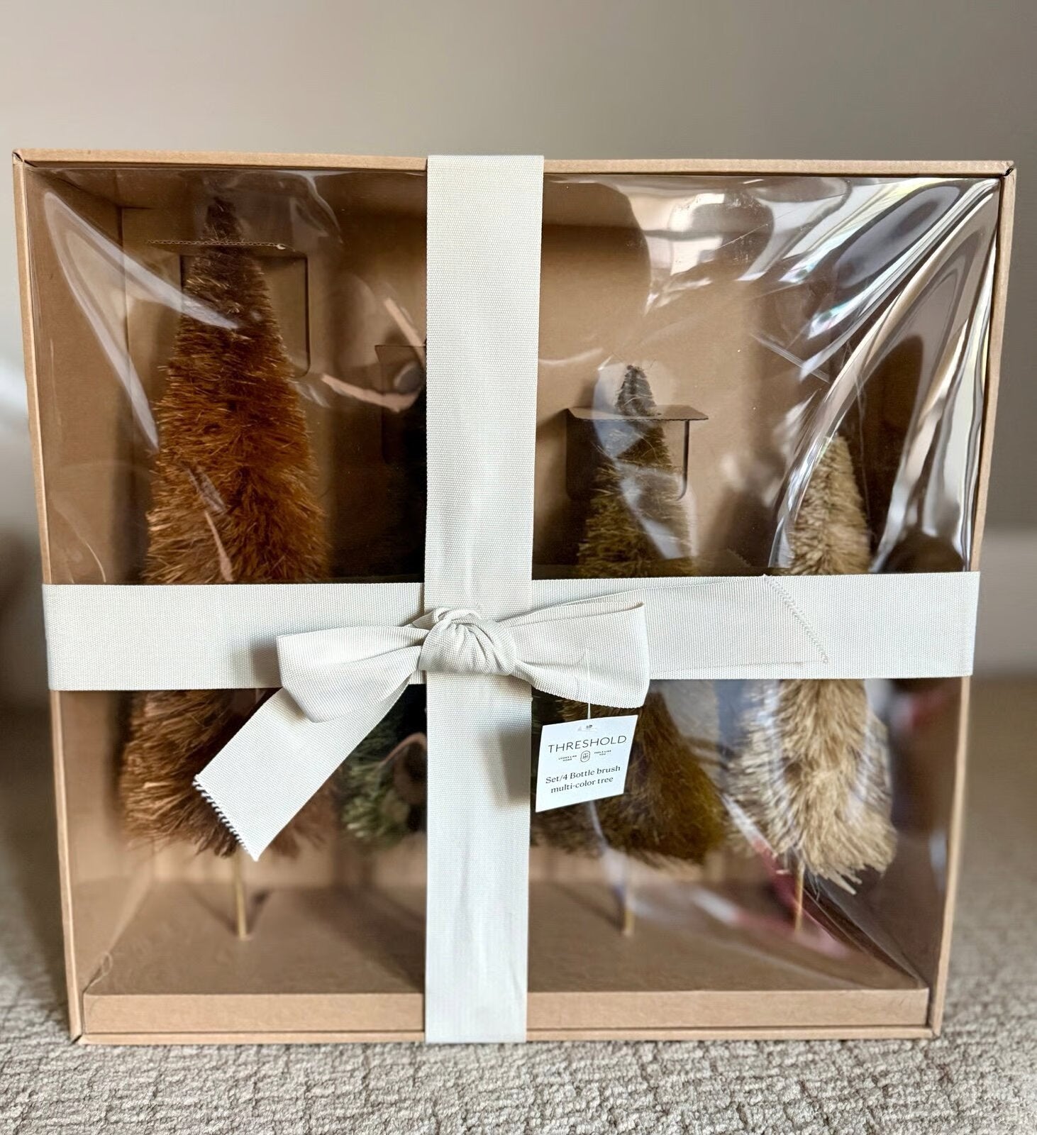 Set of 4 Decorative Bottle Brush Trees-SHOWROOM ITEM