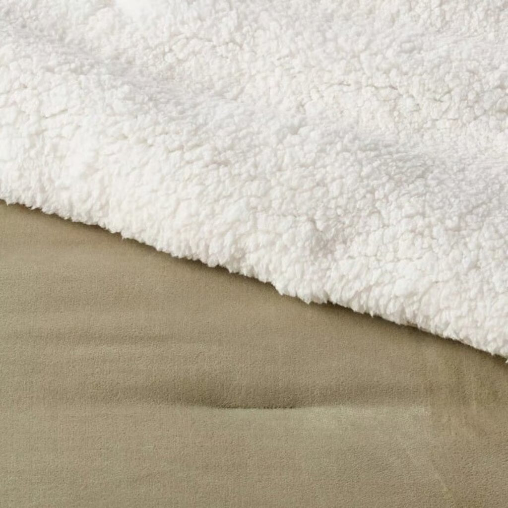 Cozy Faux Shearling Comforter and Sham 3 Piece Set, Green, King