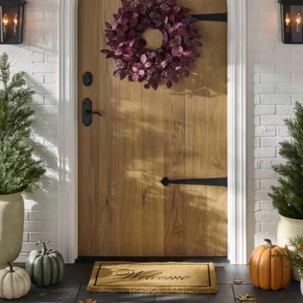 Artificial Leaf Wreath Arrangement Burgundy