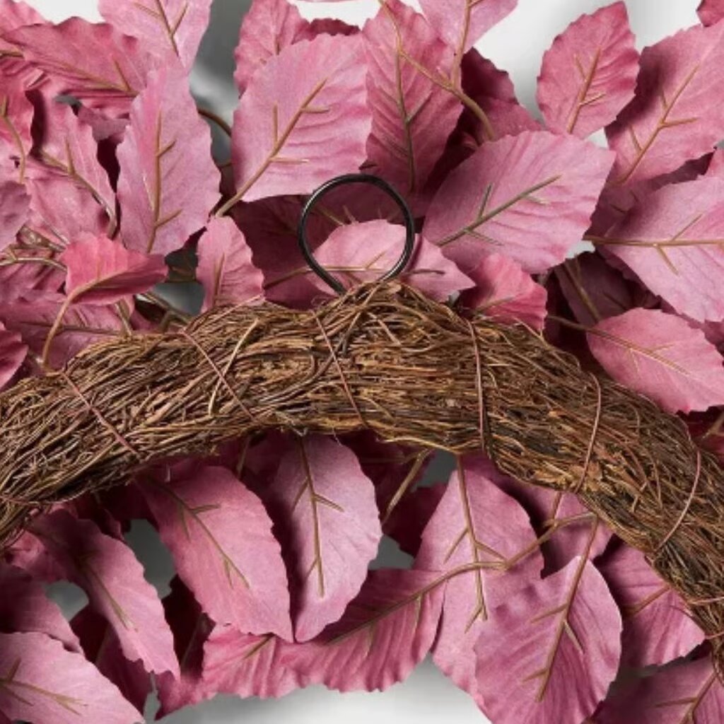 Artificial Leaf Wreath Arrangement Burgundy