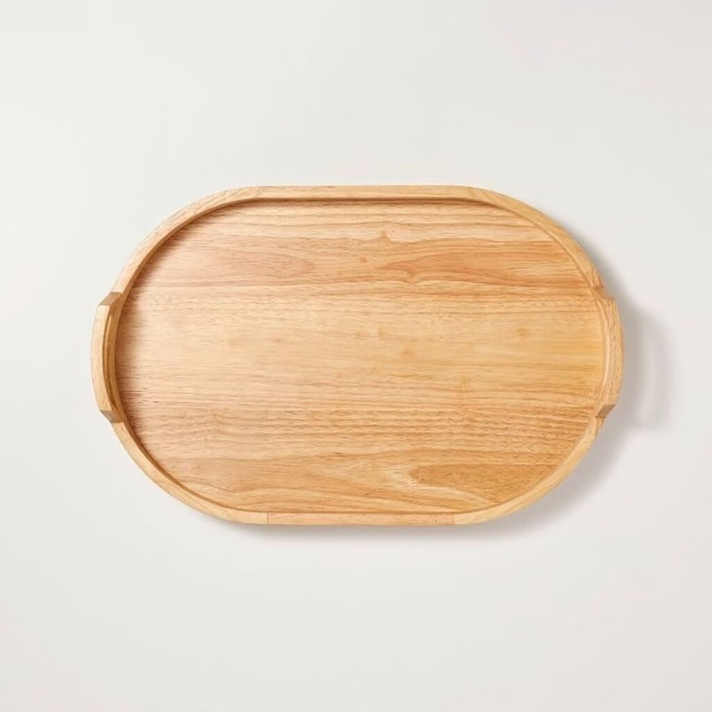 Decorative Oval Wood Tray Natural