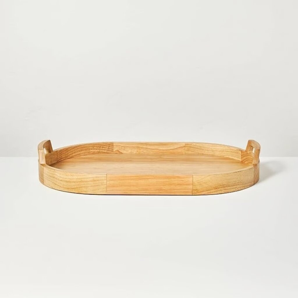 Decorative Oval Wood Tray Natural